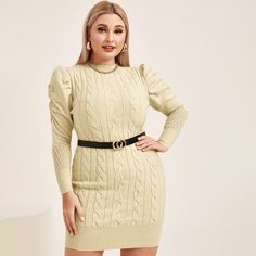 Вязаное платье-свитер размера плюс без пояса Shein