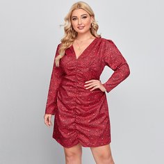 со сборками Принт Повседневный Платья размер плюс Shein