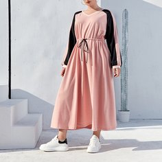 на кулиске Контрастный цвет Повседневный Платья размер плюс Shein
