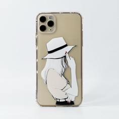 Прозрачный чехол для iPhone с принтом девушки Shein
