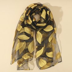 Сетчатый шарф с узором листвы Shein