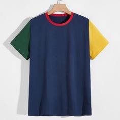 Мужская футболка с короткими рукавами в стиле колор-блок Shein