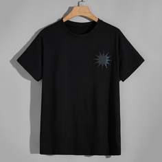 Мужская футболка со светоотражающими элементами и геометрическим рисунком 2 Shein