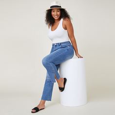 на пуговицах Одноцветный Джинсы размер плюс Shein