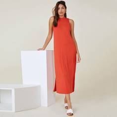 Разрез Одноцветный Повседневный Платье Shein