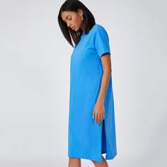 Однотонное платье с разрезом Shein