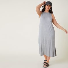 Разрез Одноцветный Повседневный Платья размер плюс Shein