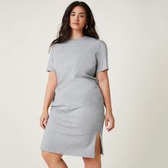 Разрез Одноцветный Повседневный Платья размер плюс Shein