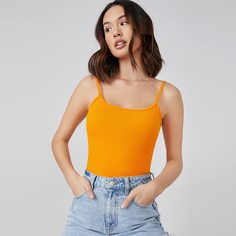 Неоновый оранжевый топ на бретелях Shein