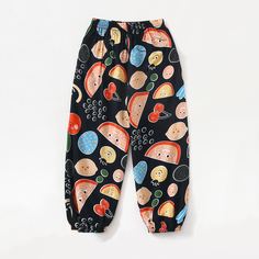 Мультяшный принт Повседневный Брюки для маленьких девочек Shein