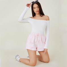 Однотонное боди с открытыми плечами Shein