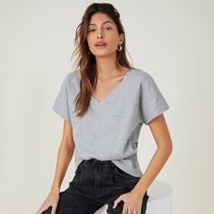 Одноцветный Повседневный Футболки Shein