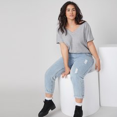 Одноцветный Повседневный Футболка размера плюс Shein