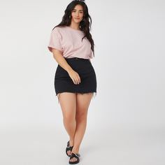 Одноцветный Повседневный Футболка размера плюс Shein