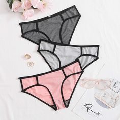 Многоцветный Контрастная отделка Бесшовные трусы Shein