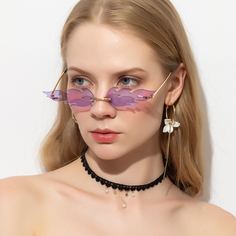 Солнечные очки без оправы в форме пламени Shein