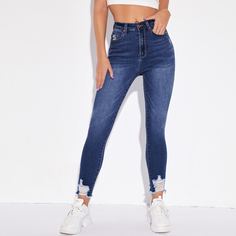 Рваные облегающие джинсы Shein