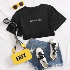 Короткая футболка с вышивкой Shein