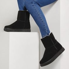 Зимние сапоги из искусственного меха на подкладке Shein