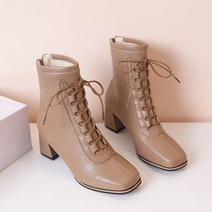 Сапоги на массивном каблуке и шнурках Shein