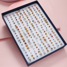 Серьги-гвоздики в форме цветка со стразами для девочек 100 пар Shein