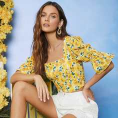 с оборками Цветочный Бохо Блузы Shein