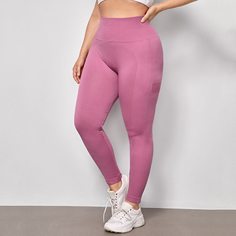 Одноцветный Спортивные леггинсы & брюки размера плюс Shein