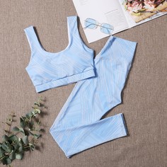 принтом цепи Спортивный комплектный костюм Shein
