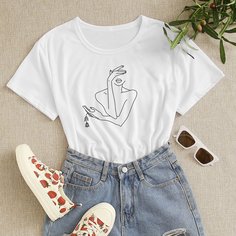 Объект Повседневный Футболки Shein