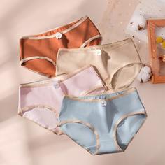 4шт трусики с цветочной заплатой для девочек Shein