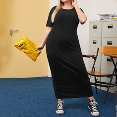 Разрез Одноцветный Повседневный Платья размер плюс Shein