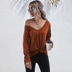 Однотонная футболка со спущенным рукавом Shein