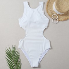 с разрезом Одноцветный Спортивный Купальники Shein