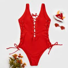 Слитный купальник со шнурком Shein