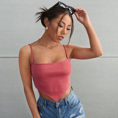 Топ с асимметричным подолом на бретелях Shein