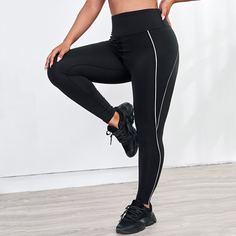 Одноцветный Спортивные леггинсы & брюки размера плюс Shein