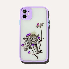 Чехол для iPhone с контрастной рамкой и цветочным принтом Shein