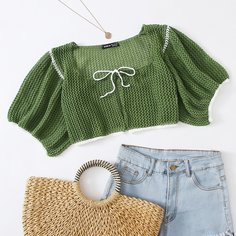 С батом перед Повседневный Кардиганы Shein