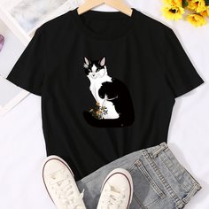 Животный Повседневный Футболки Shein