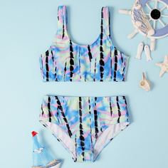 тай дай Бохо Купальники для девочек Shein