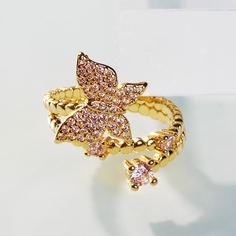 Кольцо с бабочкой и стразами Shein