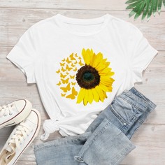 Белый С карикатурой Повседневный Футболки Shein