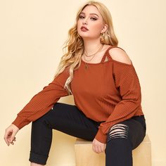 Асимметричная футболка размера плюс Shein