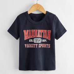 буква Повседневный Футболки для маленьких мальчиков Shein