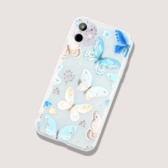 Прозрачный чехол для iPhone с принтом бабочки Shein