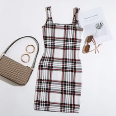 Клетчатый Повседневный Платья размер плюс Shein