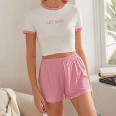 Пижама с текстовым принтом Shein