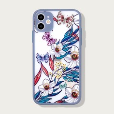 Чехол для iPhone с принтом цветка и бабочки Shein