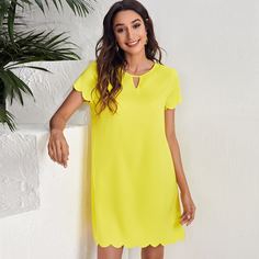 на пуговицах Одноцветный Повседневный Платье Shein