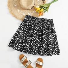 С оборками Принт Повседневный Юбки размер плюс Shein